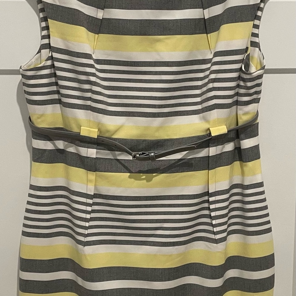 Calvin Klein Yellow and Gray Striped Midi Dress